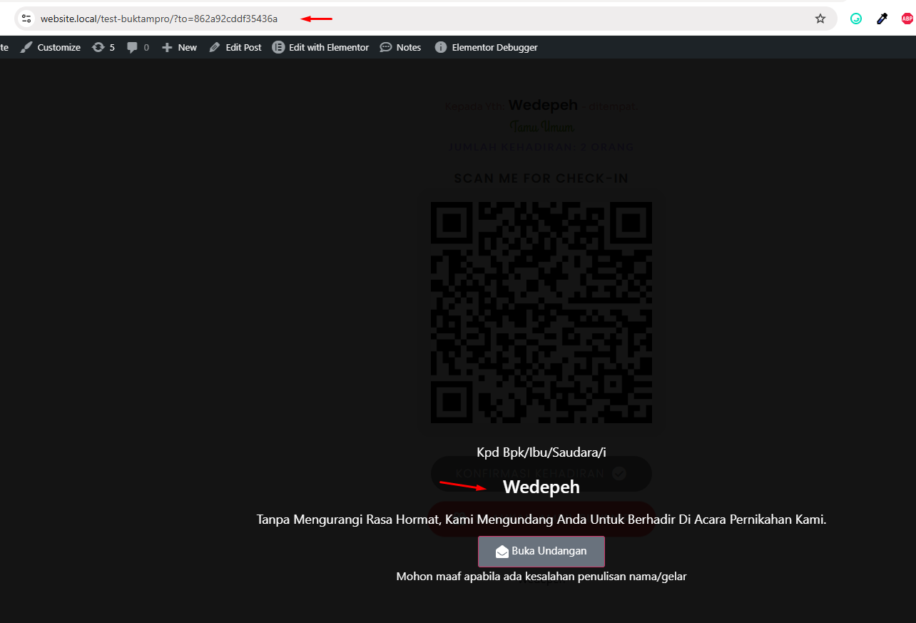 Integrasi Data Dinamis Widget Guest Name BukuTamu Pro