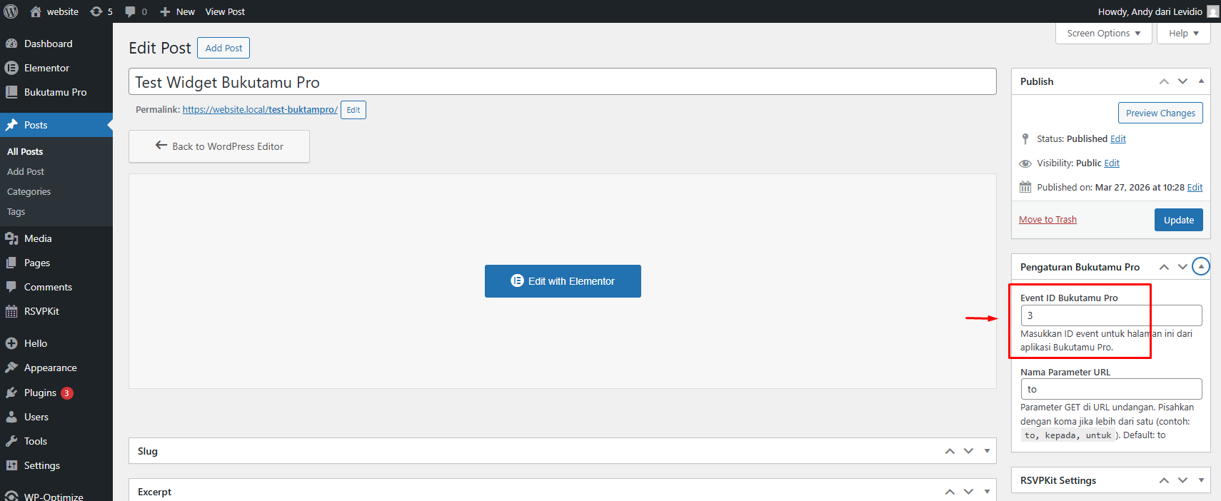 Cara Memasukkan Event ID pada Meta Box Elementor untuk Sinkronisasi Data BukuTamu Pro