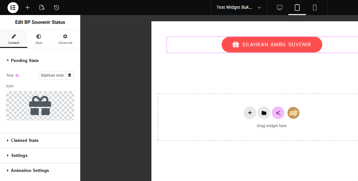 Tampilan Pending State Souvenir