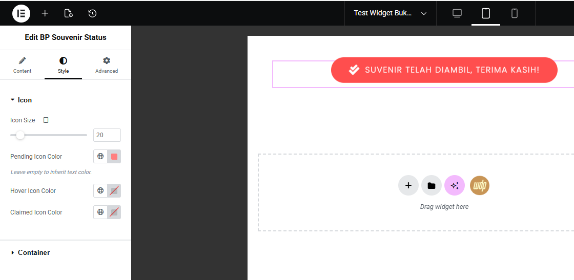 Pengaturan Gaya dan Warna Widget Souvenir Claim BukuTamu Pro